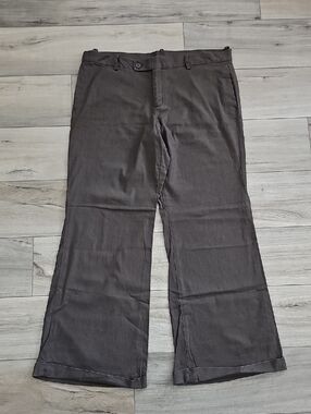 GAP Linen Cotton Wide Leg Cuffed Trouser Pants Brown 16R